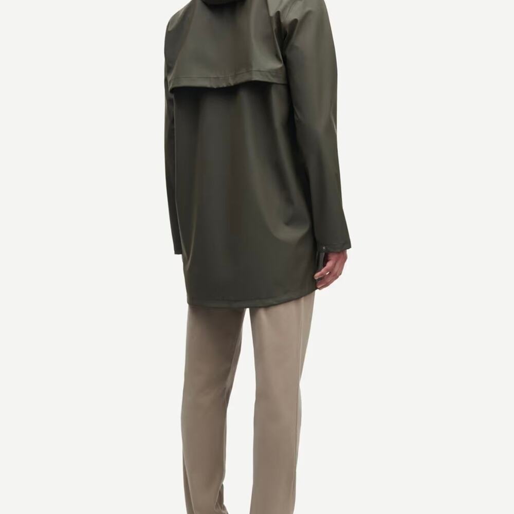 Samsoe Samsoe mens medium Steely raincoat jacket full zip dark green - Picture 4 of 12